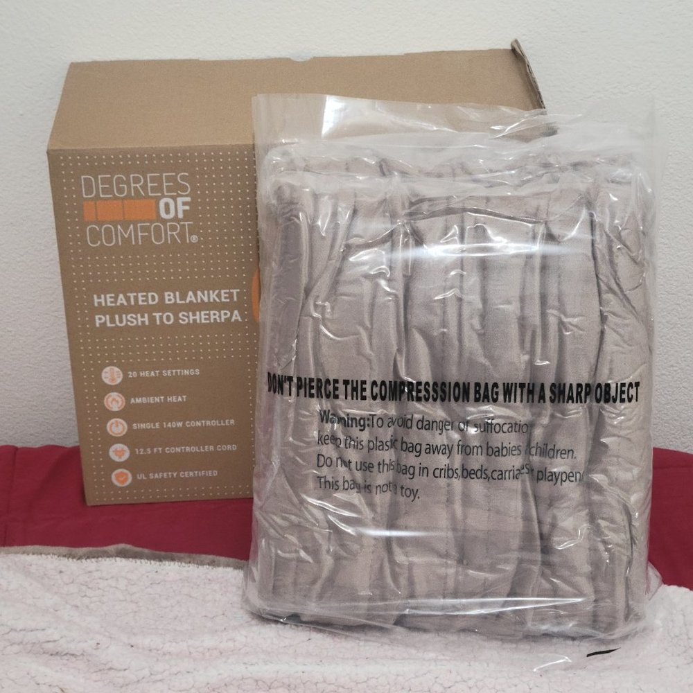 Soft Sherpa Heated Electric Blanket Twin XL Size Degrees of Comfort